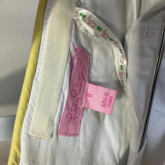 Lilly Pulitzer Strapless Blue Dress Yellow Floral Embroidery White Crochet Trim - Picture 9 of 9